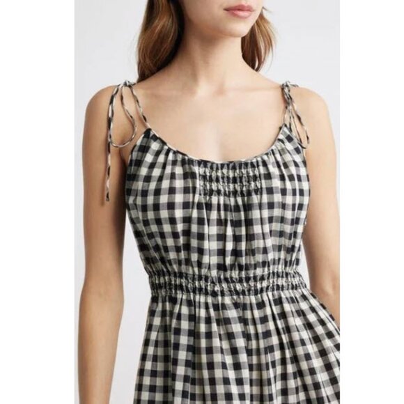 DÔEN Gingham Pleated Linen Blend Maxi Dress - Picture 4 of 8